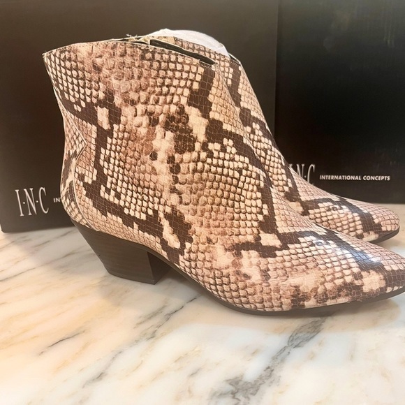 INC Women's Idra Block-Heel Booties, Tan Snake, Created for Macy's Women's Shoes - Picture 7 of 11